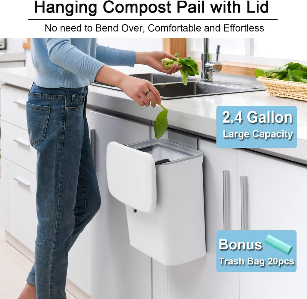 2.4 Gallon Kitchen Compost Bin For Counter Top Or Under