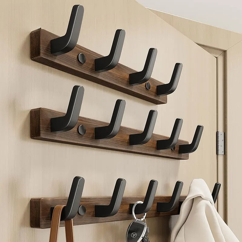 Minimalist Wall-Mounted Coat Hook with Wood & Metal Coat